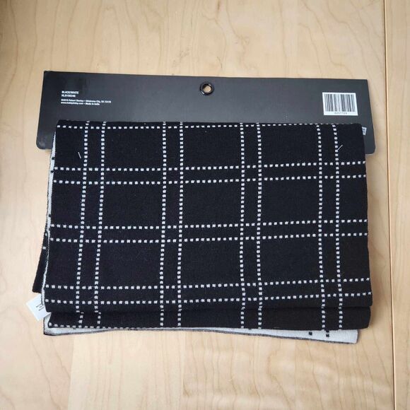 Robert Stanley Black White Plaid Check Grid Reversible Table Runner Scarf 14x72 - Picture 4 of 6